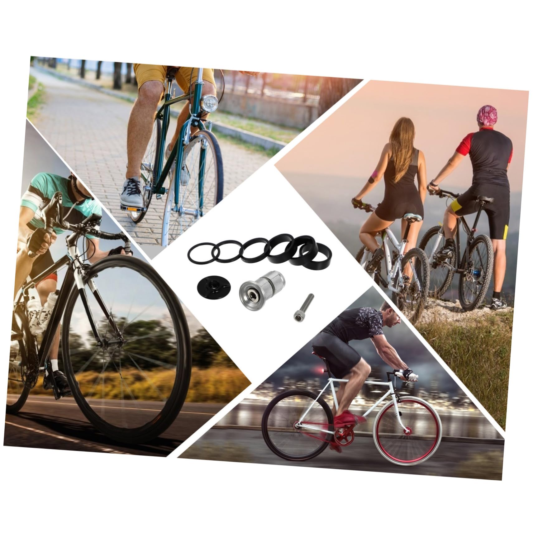 HOLIDYOYO 1Set Bike Front Fork Spacer Kit Washer Tool for Easy Installation Cycling Accessory for Mountain and Road Bikes Black