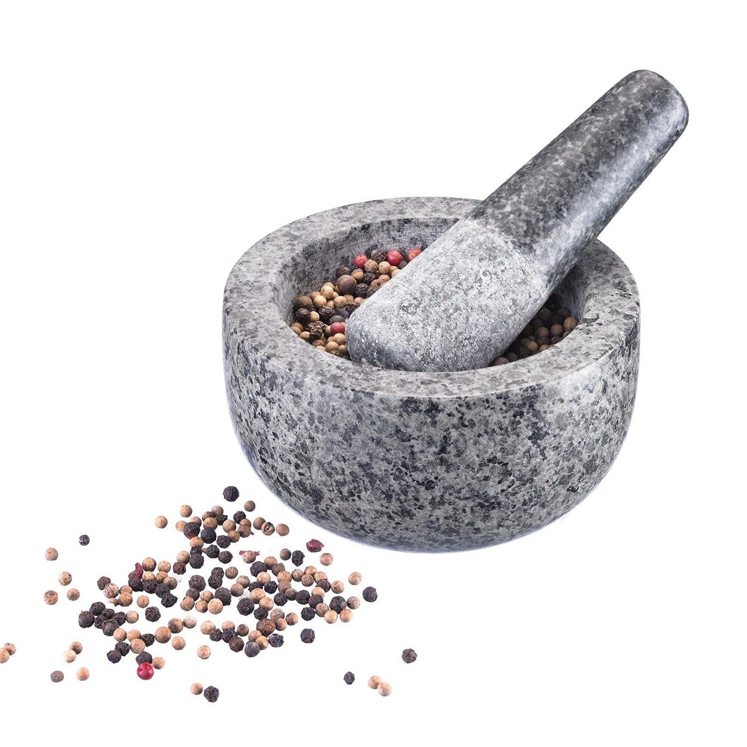 Westmark Mortero de granito natural, Grande, Diámetro interior: aprox. 9,5 cm, Gris, 69602260