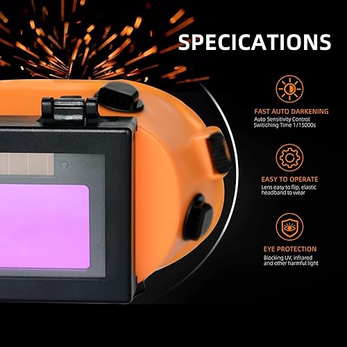 Miniatura 5 de ATEMLEH Gafas de soldadura con oscurecimiento automático con lente abatible, gafas de soldador solar, máscara de ojos de soldadura con 2 sensores