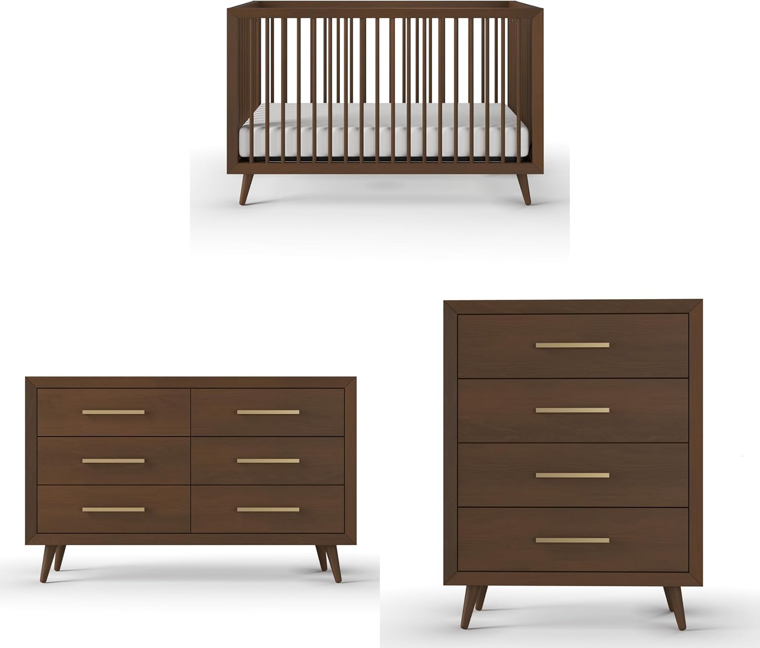 Child Craft Cranbrook Crib, Dresser and Chest Nursery Set, 3-Piece, Includes 4-in-1 Convertible Crib, Dresser and Chest, Grows with Your Baby (Toasted Chestnut)