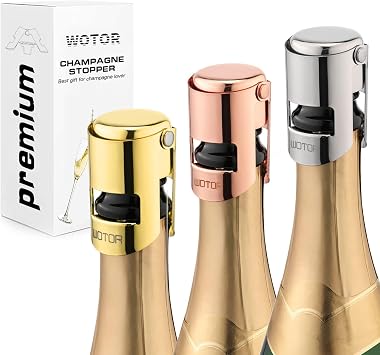 WOTOR Champagne Bottle Stoppers, Stainless Steel, 3 Pack Triple Color