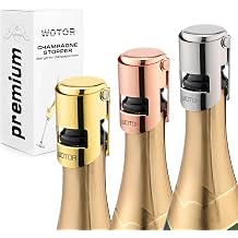 WOTOR 3 Pack Champagne Stoppers with Stainless Steel Champagne Saver with Food Grade Silicone Leak proof Keep Fresh Reusable Champagne Cork for Champagne, Cava, Prosecco and SparklingTriple Color