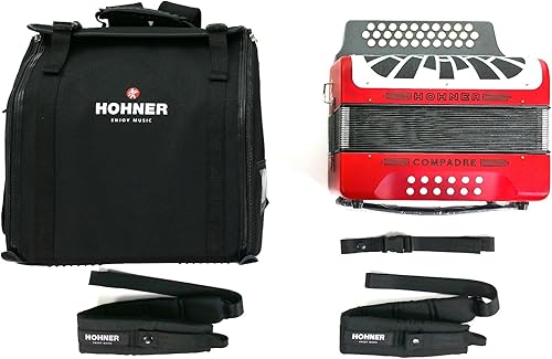 Miniatura 7 de Hohner Compadre GCF Acordeón con bolsa de concierto (rojo)