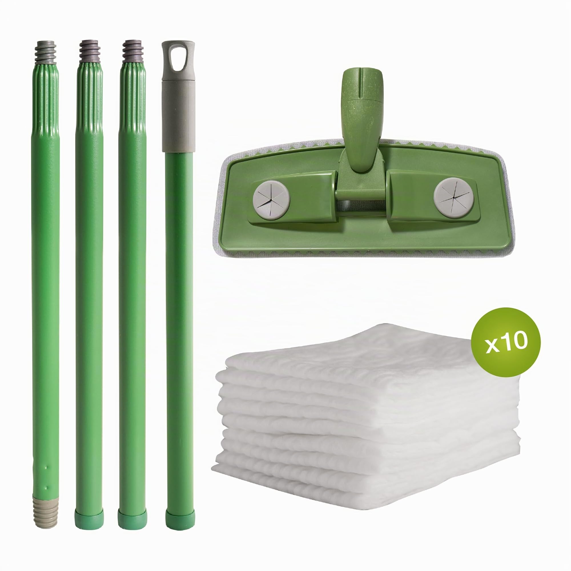 Tonkita Kit atrapapolvo con 10 repuestos, 1 Escoba con 10 paños para Suelo y Muebles, Mango Modular