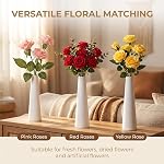 White Tall Conic Ceramic Flower Vase Decorative Floral Vase Taper Vase Table Top Small Narrow Neck Vases for Home Wedding Table Bedroom Living Room Office Desk