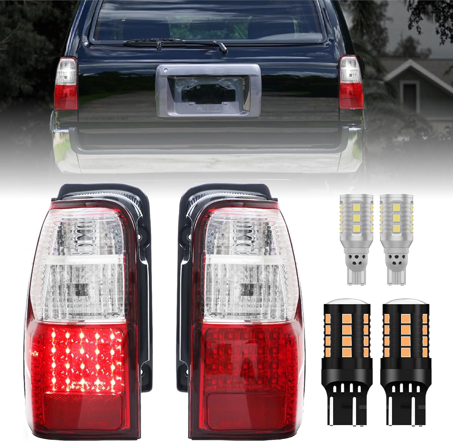 USR DEPO 96-02 4 Runner Tail Lights - Red/Clear Plug and Play ALL LEDS INCLUDED Rear Tail Lamps Set (Left + Right) Compatible with 1996-2002 Toyota 4Runner