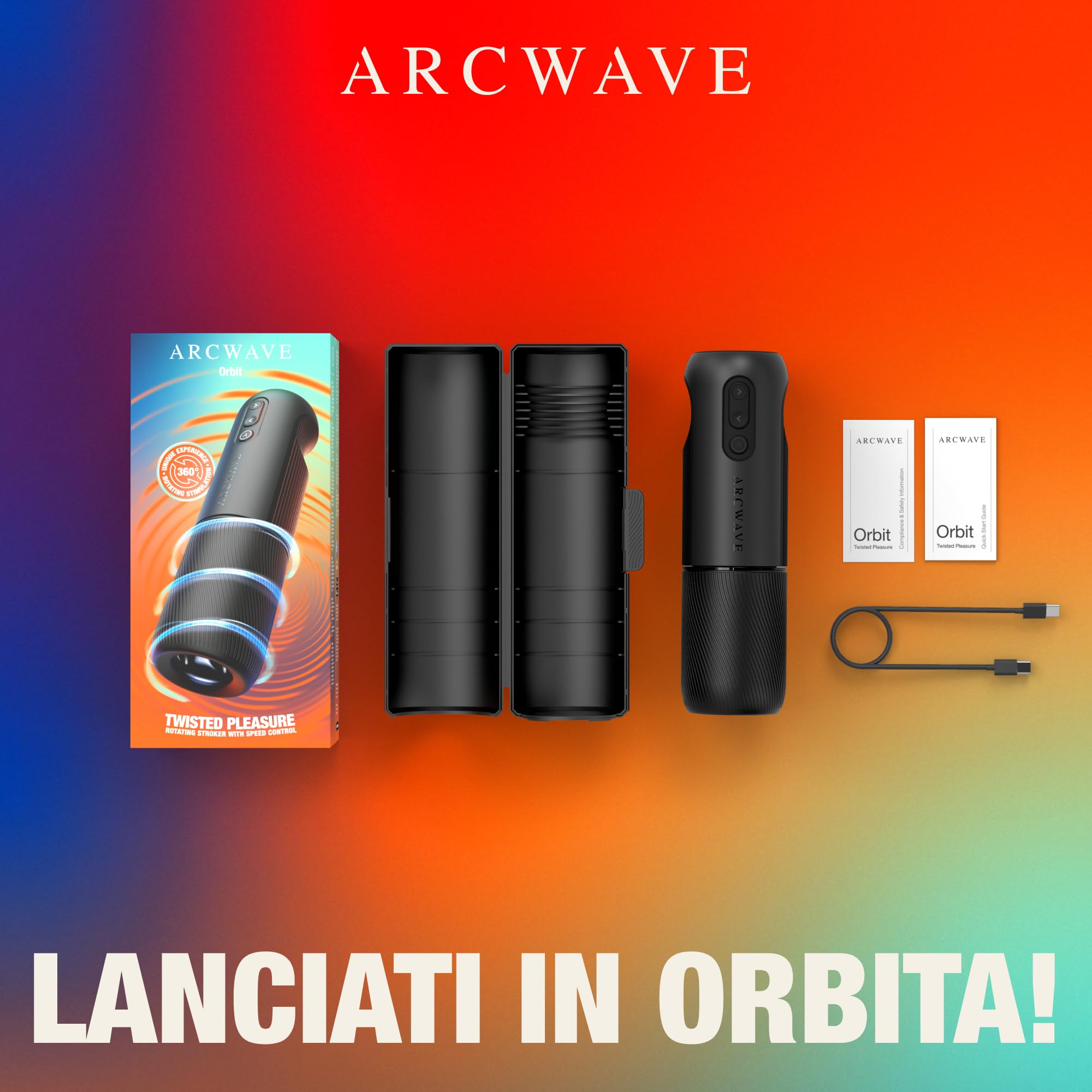 Arcwave Orbit Masturbatore Rotante per Uomo | Rotazione a 360 Gradi | Pocket Pussy Maschile | Stroker per Pene con Controllo tramite App | Sleeve Morbida in Silicone | Sex Toy Ricaricabile | Custodia