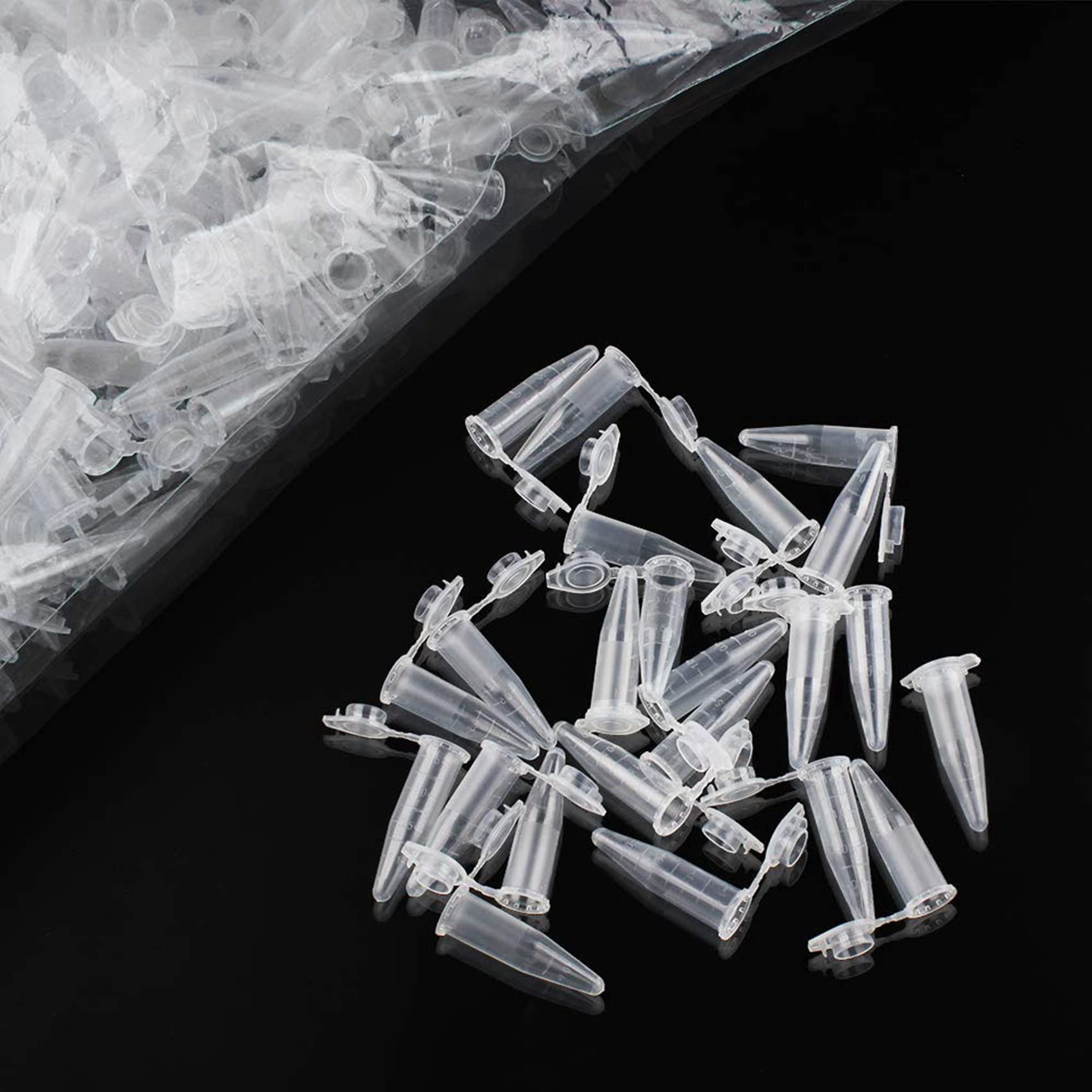3000 mini tubos centrífugos de 1,5 ml de plástico transparente raduado con tapa a presión