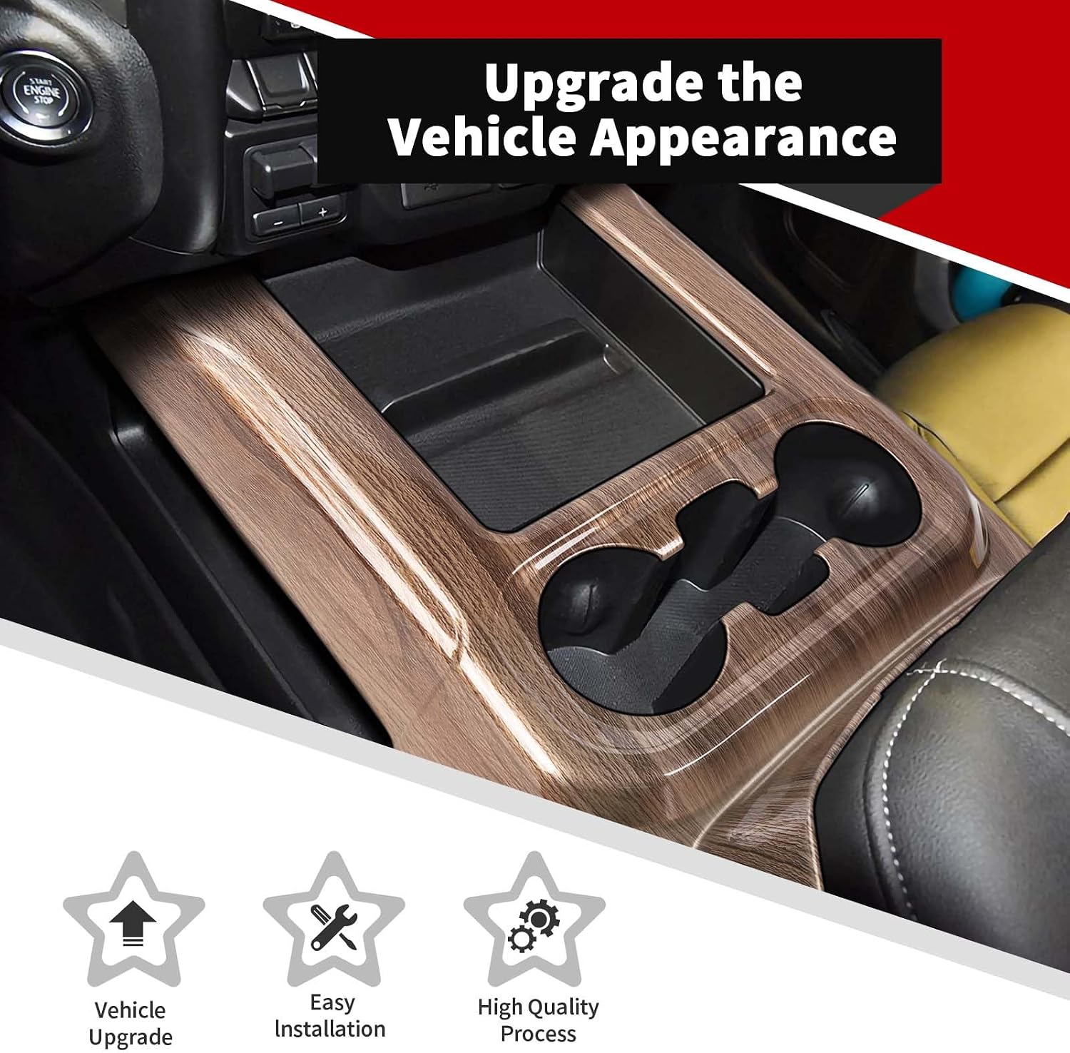 Voodonala for Chevy Silverado 2019-2021 Center Gear Box Panel Trim Cover Compatible with Chevrolet Silverado 2019-2024(Wood,1Pc,ABS,not for ZR2)