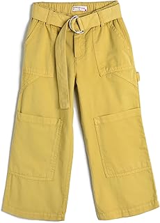 بنطلون كارجو واسع بحزام للبنات من كوتون