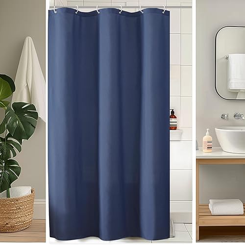 Miniatura 12 de OVZME Zora Cortina de ducha blanca, cortina de ducha de tela para baño, paño suave, calidad de hotel, spa, decoración de baño repelente al agua,