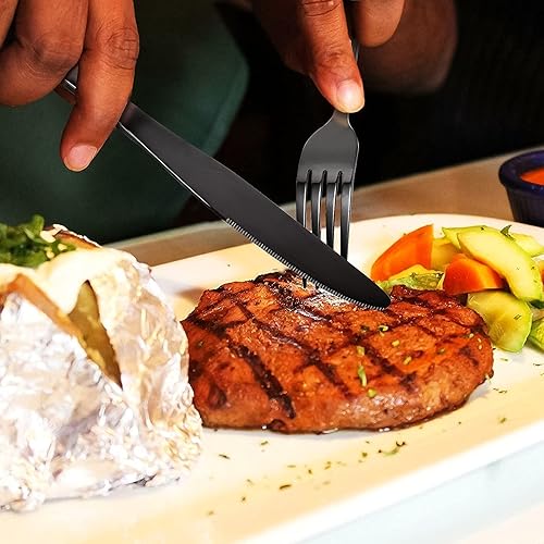 Vista 13 de Juego de cubiertos dorados de 20 piezas, cubiertos de acero inoxidable duradero, juego de utensilios de cocina para fiesta en casa y restaurante, Oro