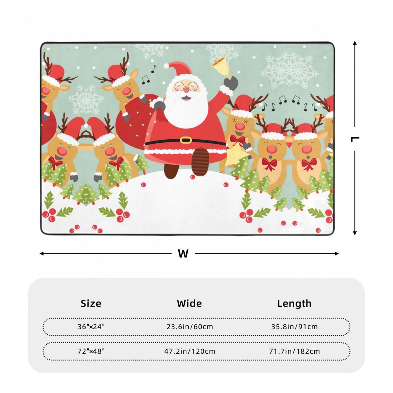 Felpudo de Navidad con diseño de Papá Noel, antideslizante, absorbente, resistente a la suciedad, lavable, interior