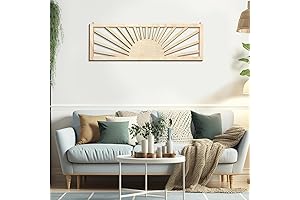 Burrel Mountain Sun Wood Wall Decor: Boho Sunshines and Panoramic Mountain Wall Art
