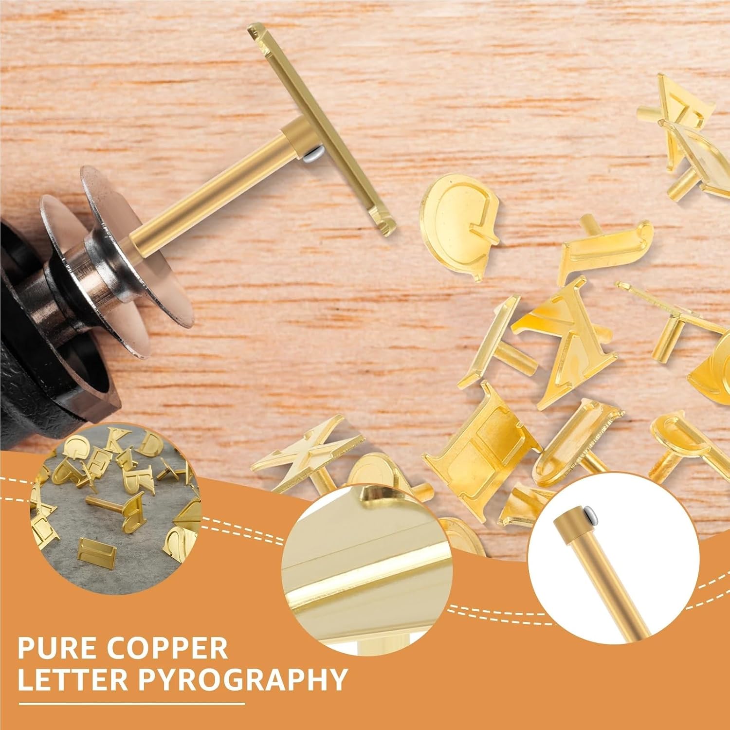 Wood Burning Letters Wood Burning Tip Set Brass DIY Burning Carving Kit Rustproof Letters/Numbers HotStamp Template Set Leather Burning Carving Head for Leather Wooden Burner Craft DIY