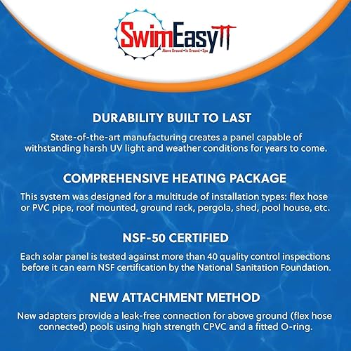 Miniatura 4 de SolarPoolSupply SwimEasy T.T. Kit de bricolaje de calentador de piscina solar  Paquete de máximo rendimiento para piscinas enterradas y sobre el
