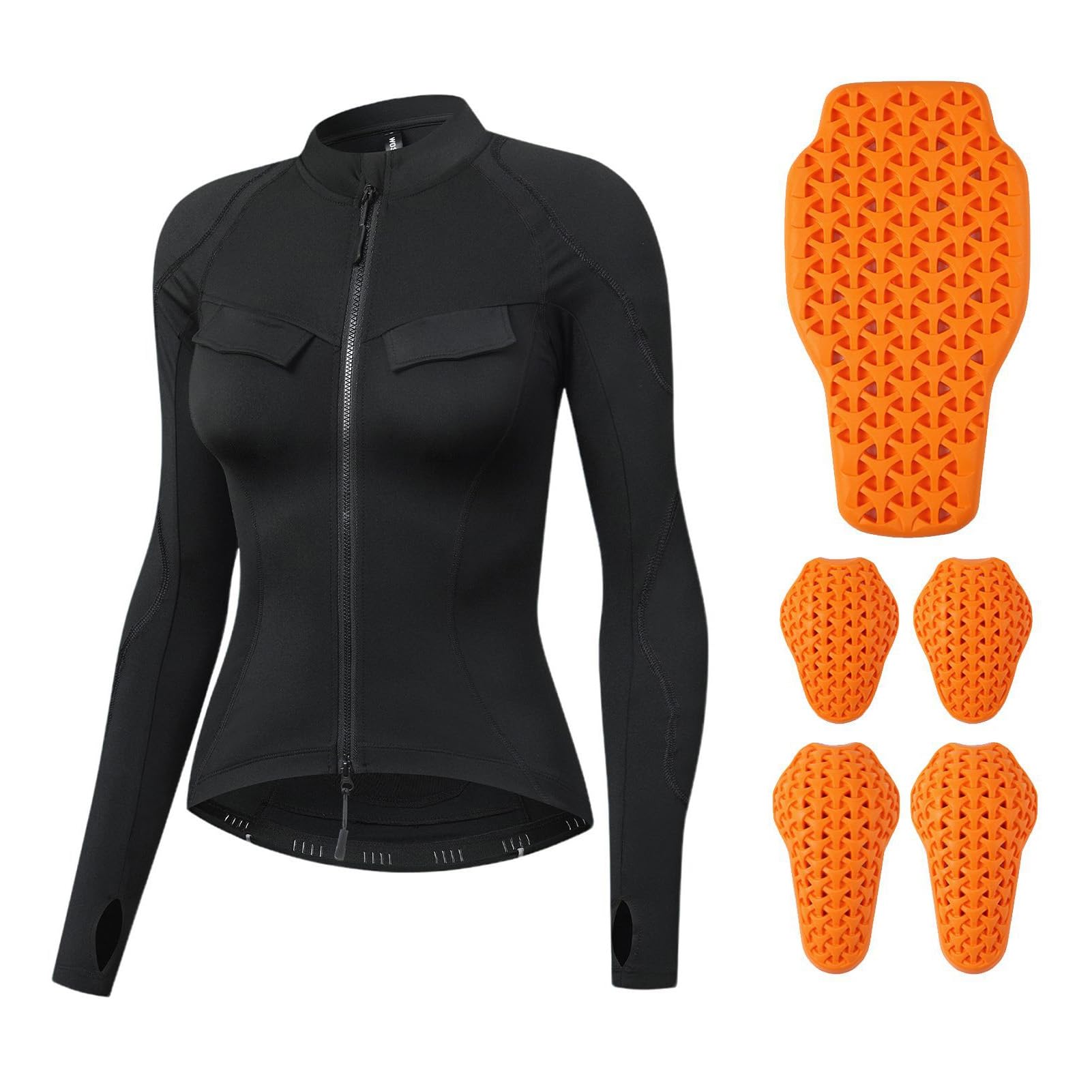 Damen Winter-Reitjacke, Fleece-gefütterter Biker-Mantel mit Wetterschutz für Motorrad, Yoga, Outdoor-Aktivitäten, Polyester PU (MD242 ME322 Schwarz M) (MD242 ME322 Schwarz M)