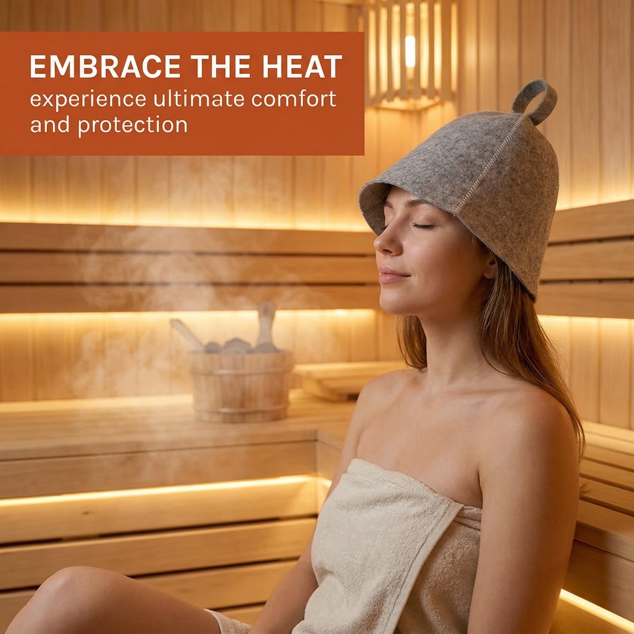 Bonnets de sauna en feutre absorbant - Accessoire de sauna pour homme et femme - Protection de la tête (gris)