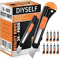 DIYSELF 24-Pack Snap-Off Utility Knives - 18mm Retractable Box Cutters for Warehouse, Crafts, DIY & Everyday Cutting