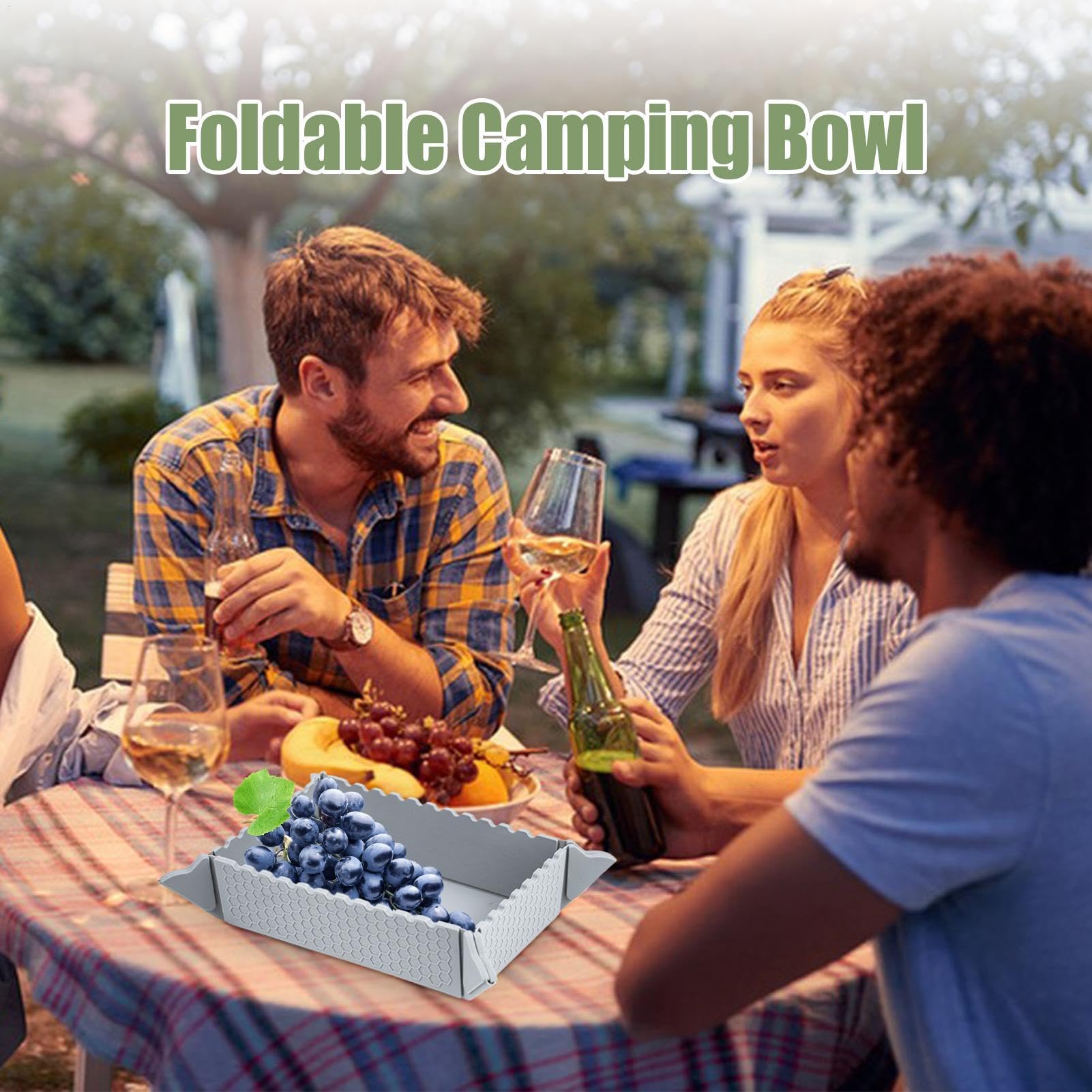 Camping Bowl - Magnetic Foldable Fruit Plate, Silicone Charcuterie Container | Portable Tableware For Outdoor Activities, Easy-to-Store Camping Dishware, Compact Fruit Plate, Convenient Camping Setup