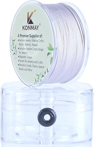 Vista 126 de KONMAY Cuerda de nailon negro de 0.024 in con estuche para pulseras, cordón de satén de nailon trenzado de 190 yardas para fabricación de joyas