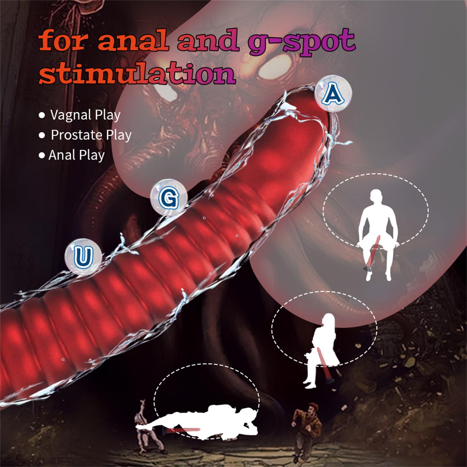 Dildo in silicone Monster Extra Long Tentacle Dildo con ventosa Morbido Grande Butt Plug Anale Dildo Polpo Plug Anale Giocattoli sessuali for donne(M)