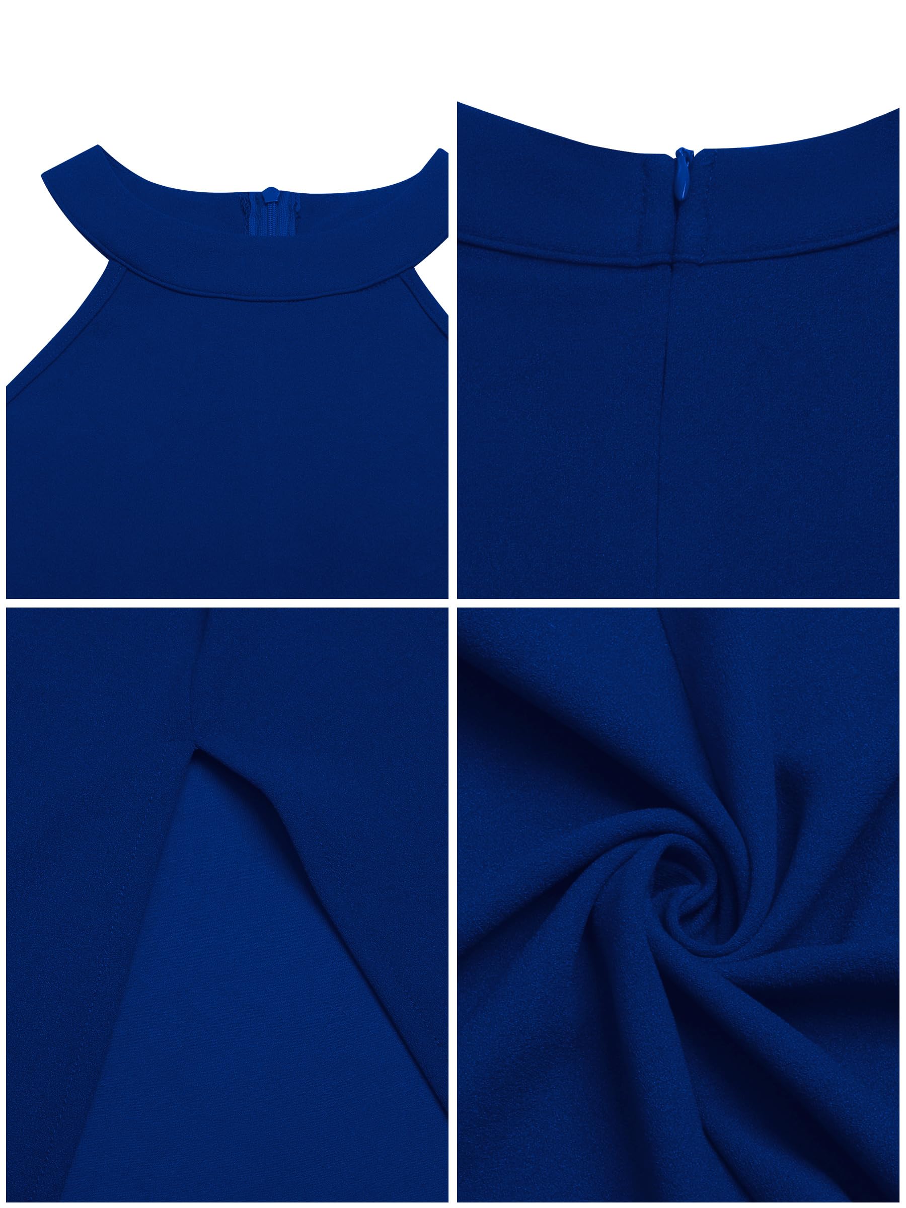 Missufe Maxi abito da donna con allacciatura al collo, senza maniche, abito da sera elegante, bodycon, lungo