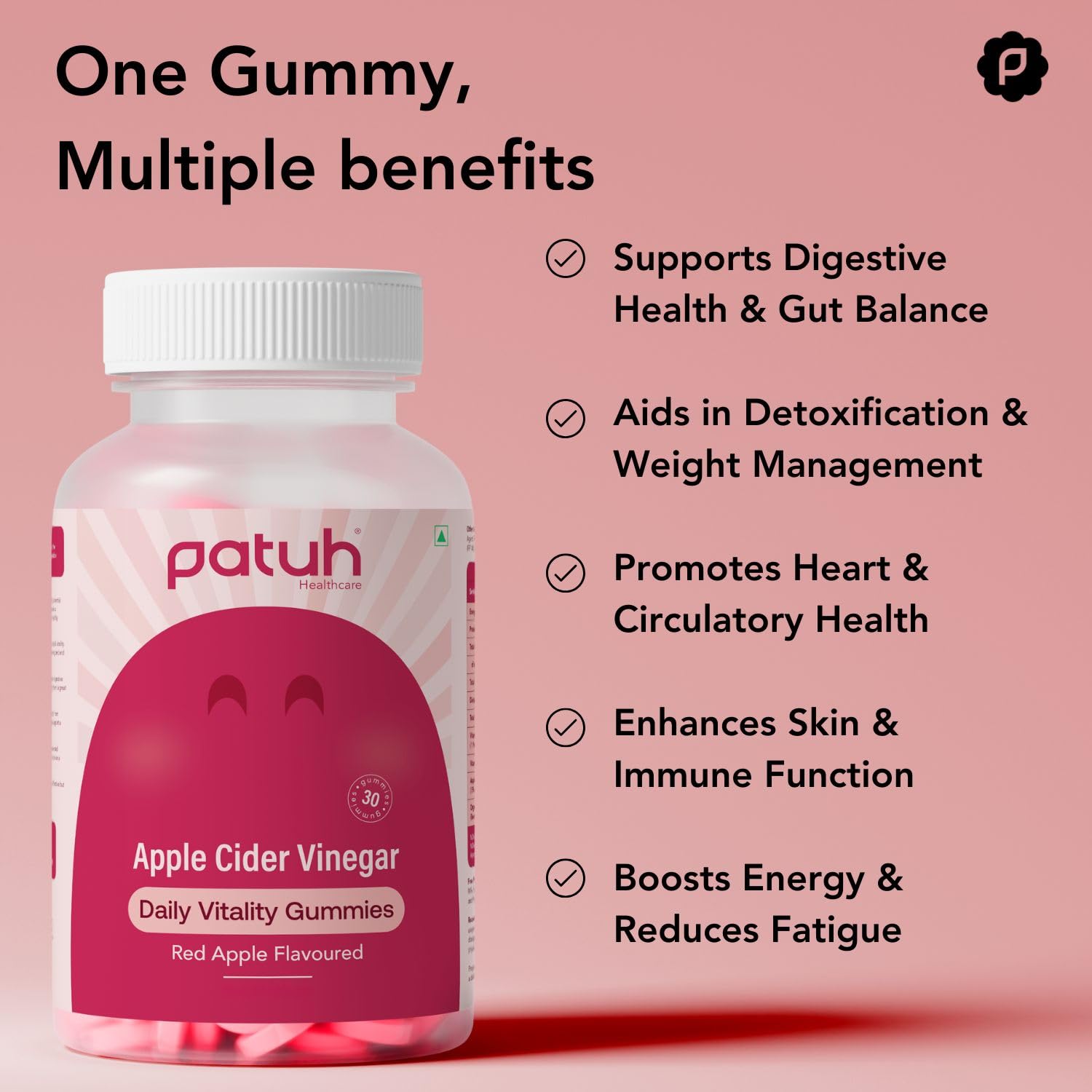 Patuh Healthcare Apple Cider Vinegar for Women and Men. 100% Vegetarian Sutra | Weight, detox and intestine maintain health. Chinese free ACV gums | Taste of red apple | 1 pack of 1 Patuh Healthcare Apple Cider Vinegar for Women and Men. 100% Vegetarian Sutra | Weight, detox and intestine maintain health. Chinese free ACV gums | Taste of red apple | 1 pack of 1