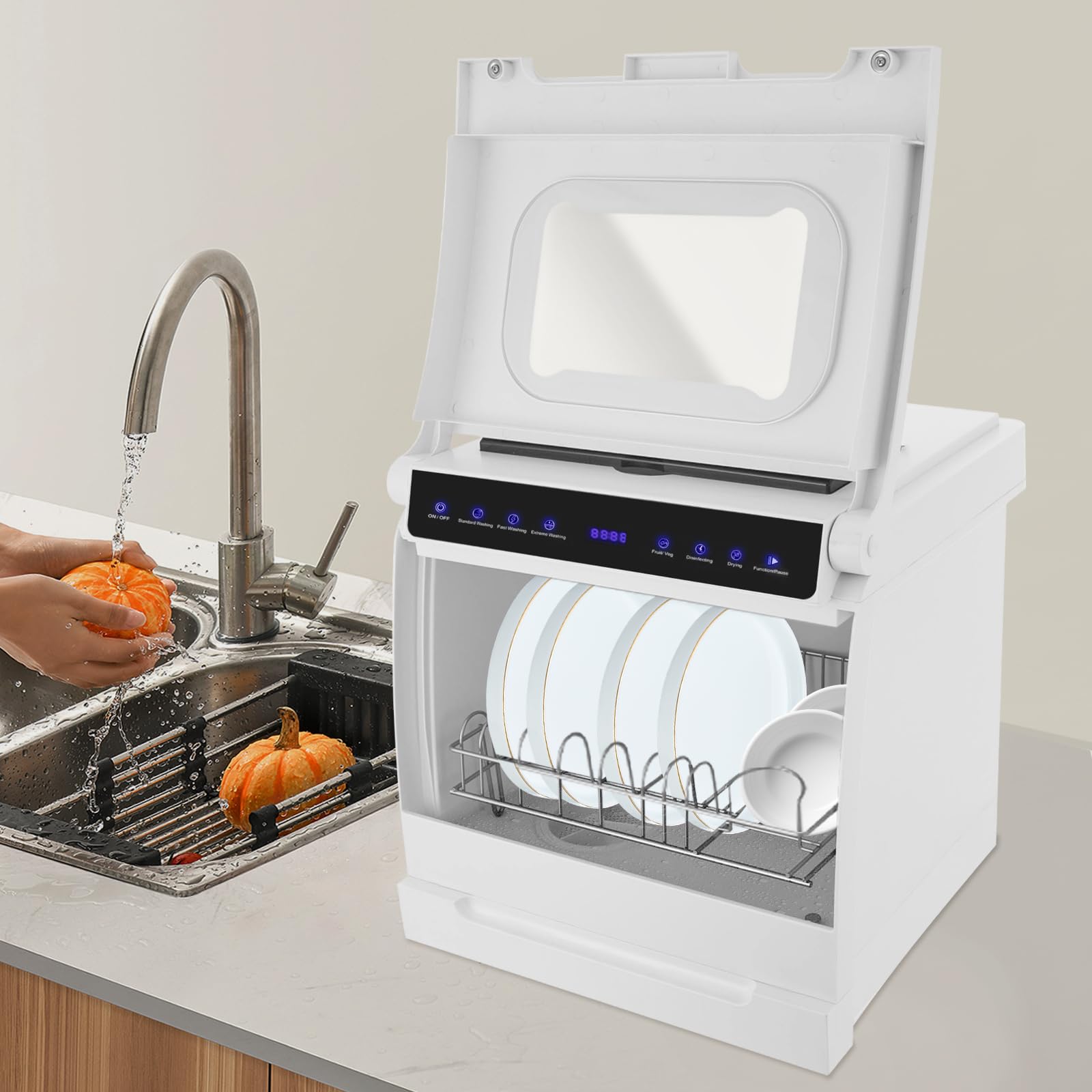 Lave-vaisselle, intelligent, quatre modes de lavage, grande capacité, 45 x 40 x 40 cm, pour petites maisons, appartements, dortoirs, entreprises, hôtels