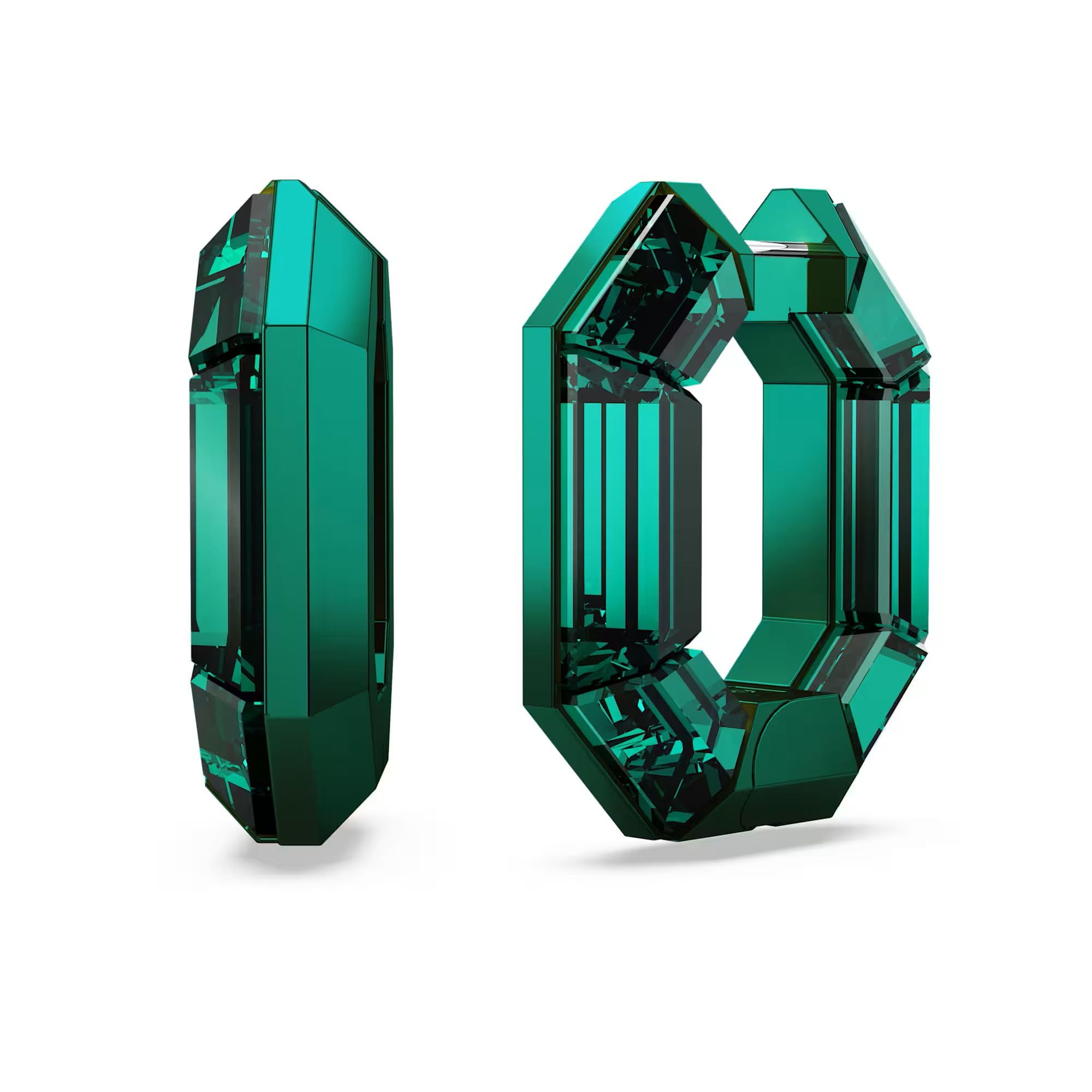 Swarovski Lucent hoop earrings, Octagon shape, Small, Green