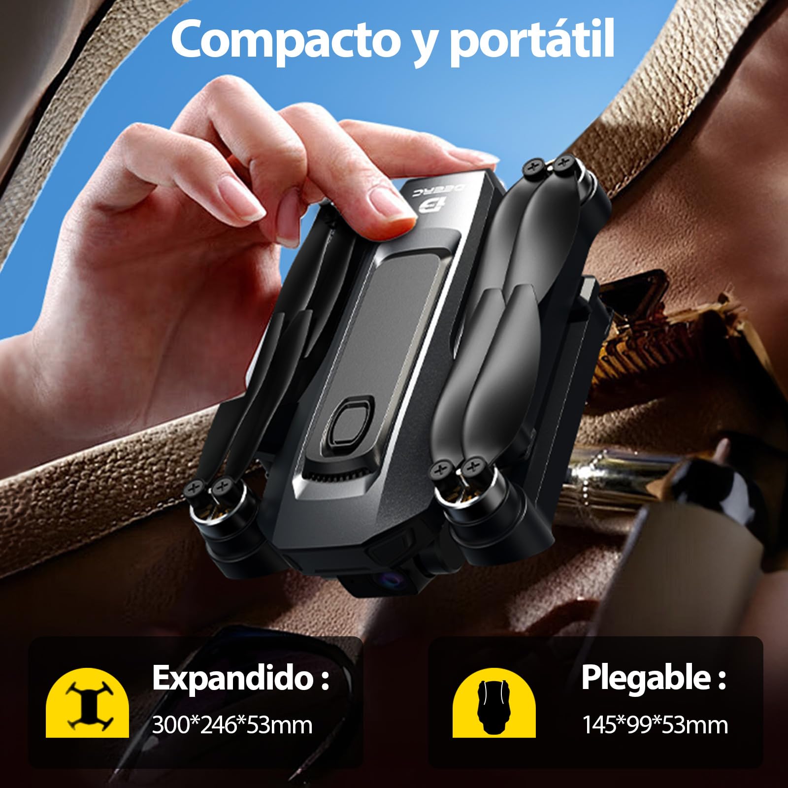 DEERC D25 Drone con Cámara 4K para Niños y Adultos, Transmisión 5G, Cuadricóptero RC Plegable, Juguete Compacto con Motor sin Escobillas, Mantenimiento de Altitud, Giros 3D, 2 Baterías