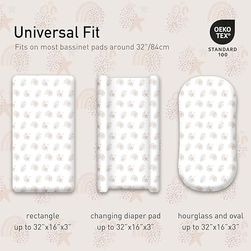 Miniatura 5 de Gllquen Baby Paquete de 4 sábanas de moisés, transpirable, acogedora, con patrón de moda para cuna de viaje, sábanas estándar seguras para cuna para