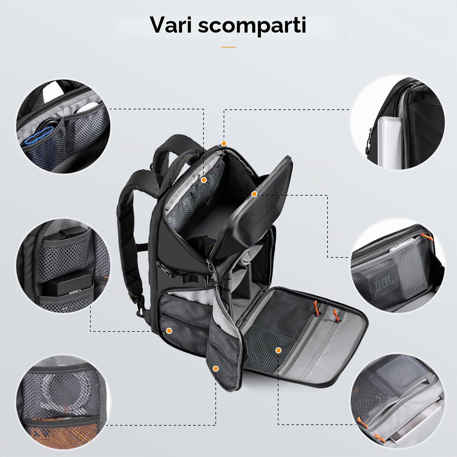 K&F CONCEPT Zaino Fotografico, impermeabile sacchetto della macchina fotografica Hardshell Caso anteriore con treppiede Holder & Laptop Compartment per DSLR obiettivo Accessori