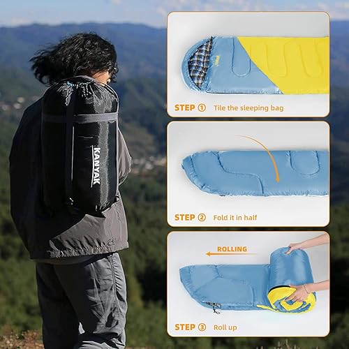 Miniatura 5 de Saco de dormir de campamento, sacos de dormir de 32 ℉ para adultos, niños, adolescentes, clima frío, cálido saco de dormir de invierno para 3-4