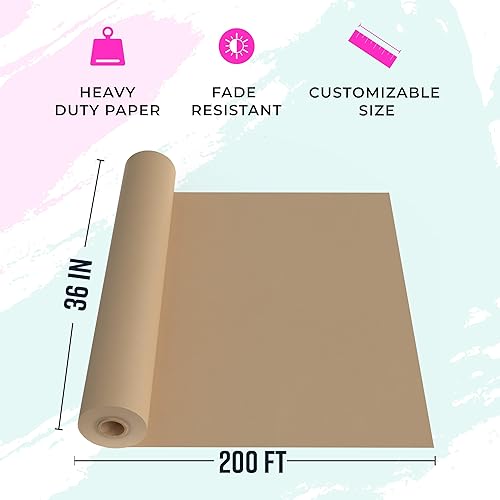 Vista 64 de Bryco Goods Rollo de papel kraft blanco de 18 x 1200 pulgadas (100 pies), paquete de 2, papel de caballete para artes y manualidades, revestimiento