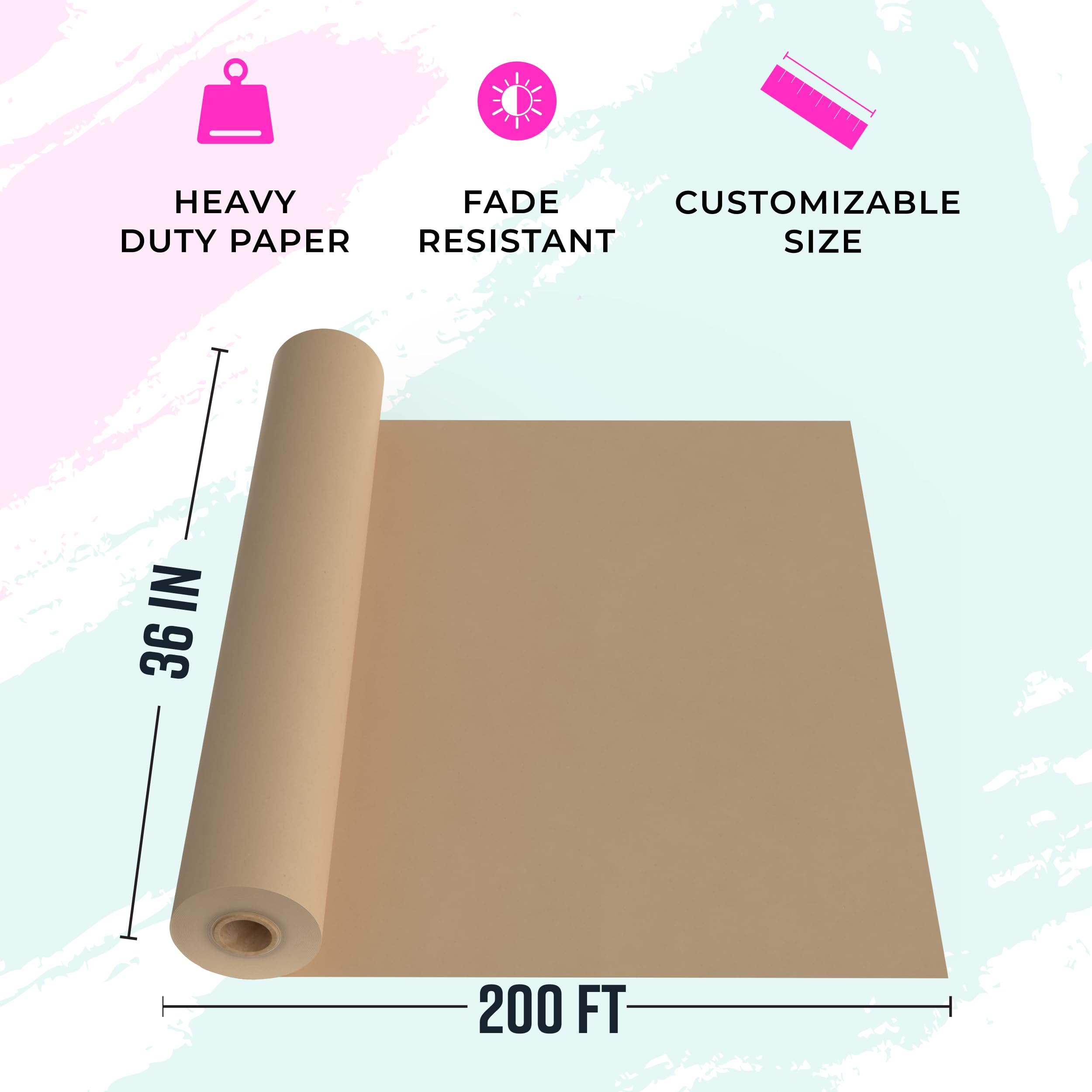 Bryco Goods Jumbo-Kraftpapierrolle, 91,4 x 6,096 cm, hergestellt in den USA, geeignet zum Verpacken, Umzug, Versand, Basteln, Wandkunst, Pinnwände, Bodenbelag, Tischläufer