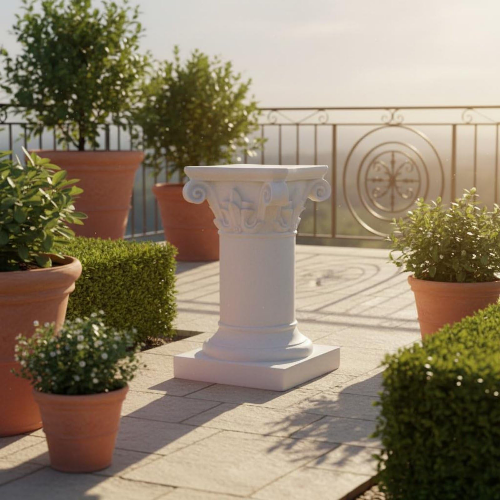 predolo Römische Säule vielseitig einsetzbar Blumensäule im europäischen Stil wetterfest Dekosäule für Balkon, Terrasse, Außenbereich, 45,5CM