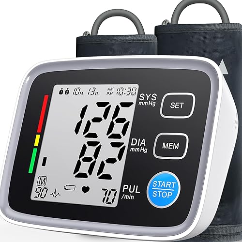 Monitor de presión arterial para el brazo superior para uso doméstico, 2 tamaños de puño, 9-17 pulgadas y 13-21 pulgadas, máquina automática de