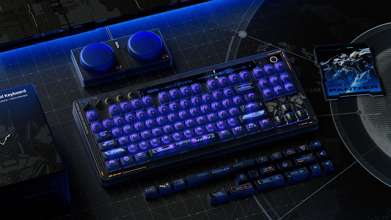 8BitDo Retro 87 Mechanical Keyboard with Hot-Swappable Kailh Switches, RGB Backlight, Programmable Buttons, Wireless 2.4G/Bluetooth/USB-C for Windows and Android - Mecha Break: Panther