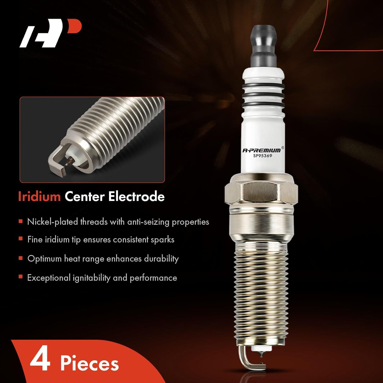 A-Premium Iridium Platinum Spark Plugs Compatible with Mazda 3 2010-2013, CX-7 CX7 2010-2012, L4 2.3L, Pack of 4