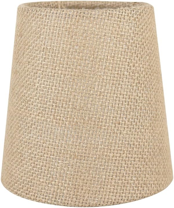 Meriville Set of 5 Natural Burlap Clip On Chandelier Lamp Shades, 3.5-inch by 4.5-inch by 4.5-inch