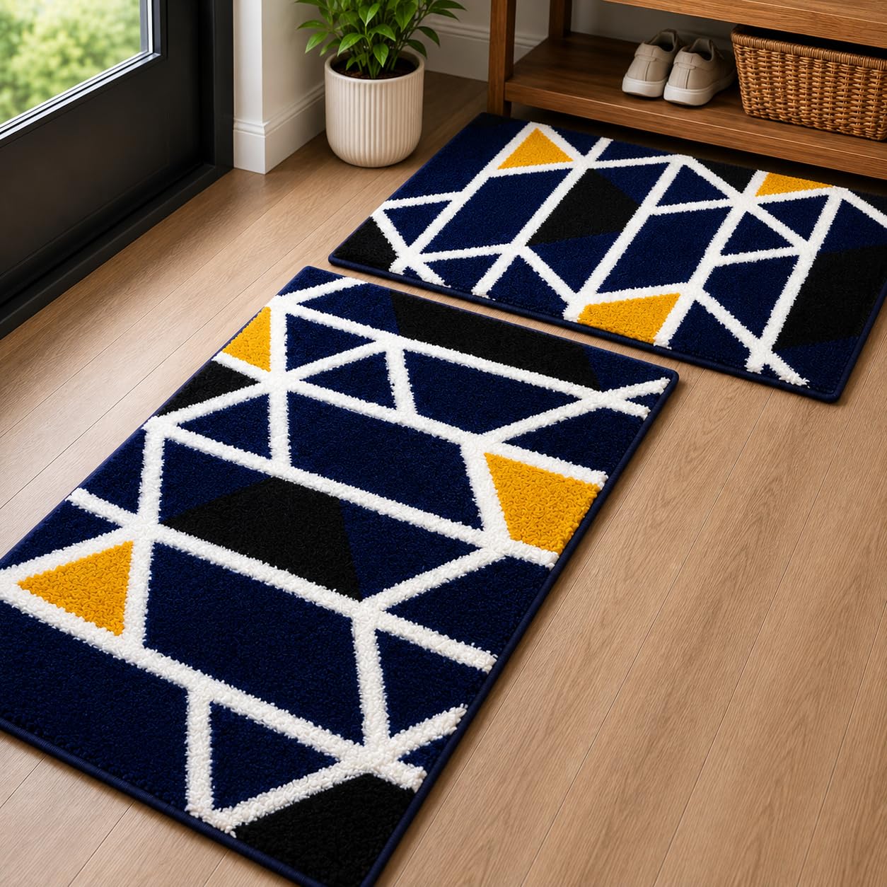Roseate Mosaic Super Soft Anti Skid (40x60 cm) Microfiber 2000 GSM Bath Mat Super Absorbent Mats for Bathroom/Bedroom/Kitchen/Door Mat/Floor Mat (Blue) Pack of 2-picture-18