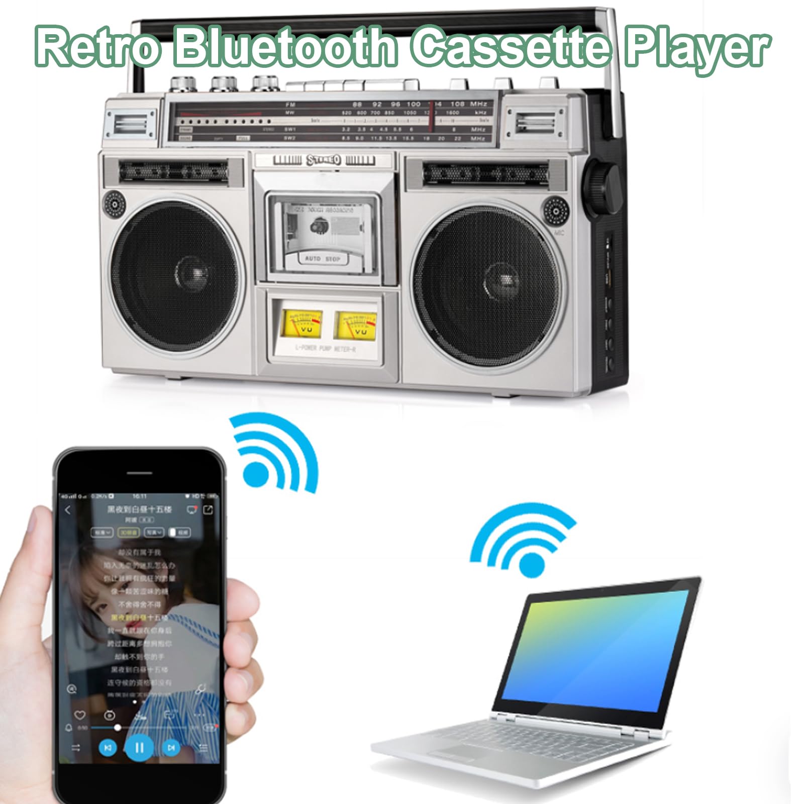 Reproductor CD casete estilo retro clásico los 80,reproductor casete Bluetooth retro con radio FM y DAB+,compatible con entrada SD/USB,grabación,grabadora casete para reuniones familiares y viajes