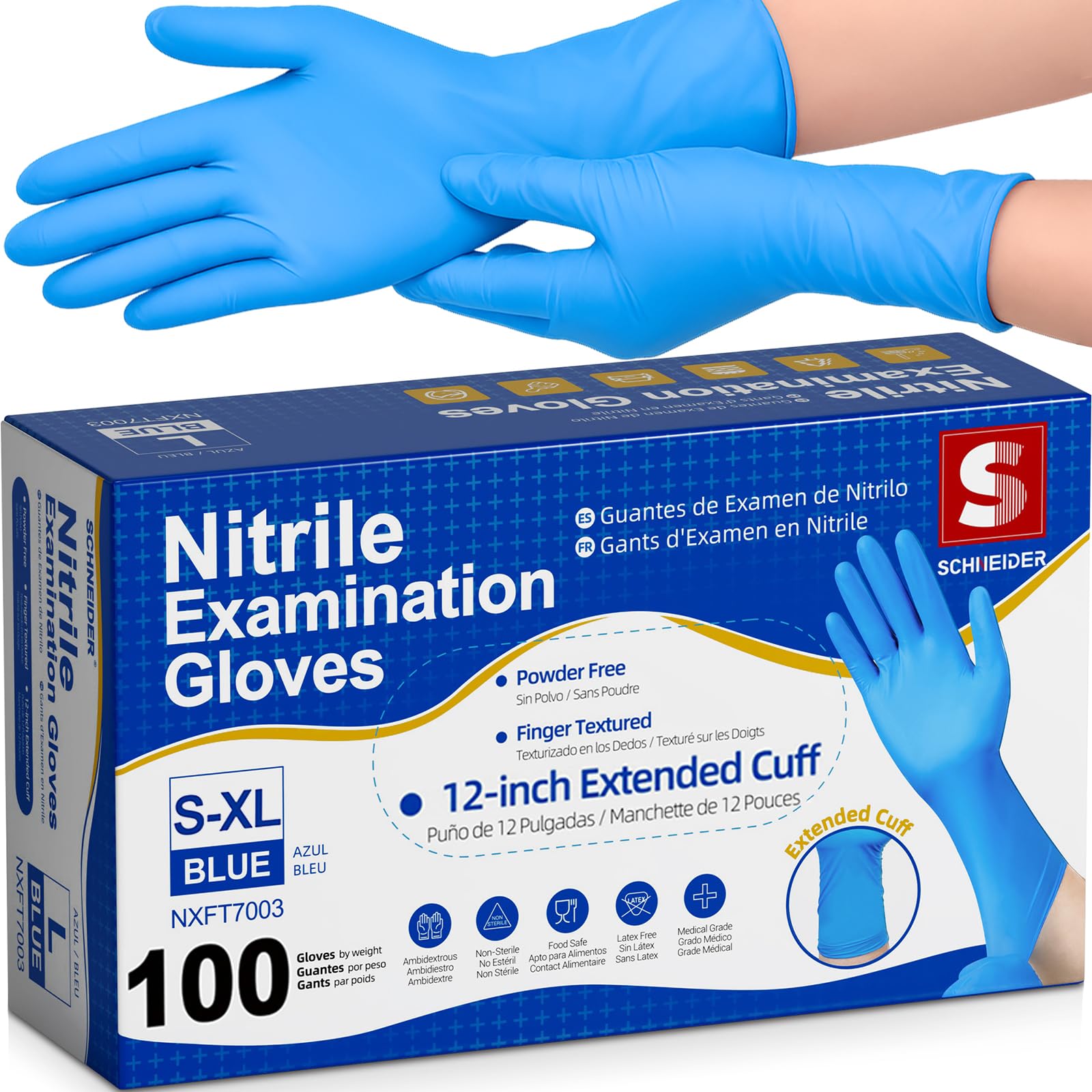 Schneider Nitrile Exam Gloves Extended Cuff