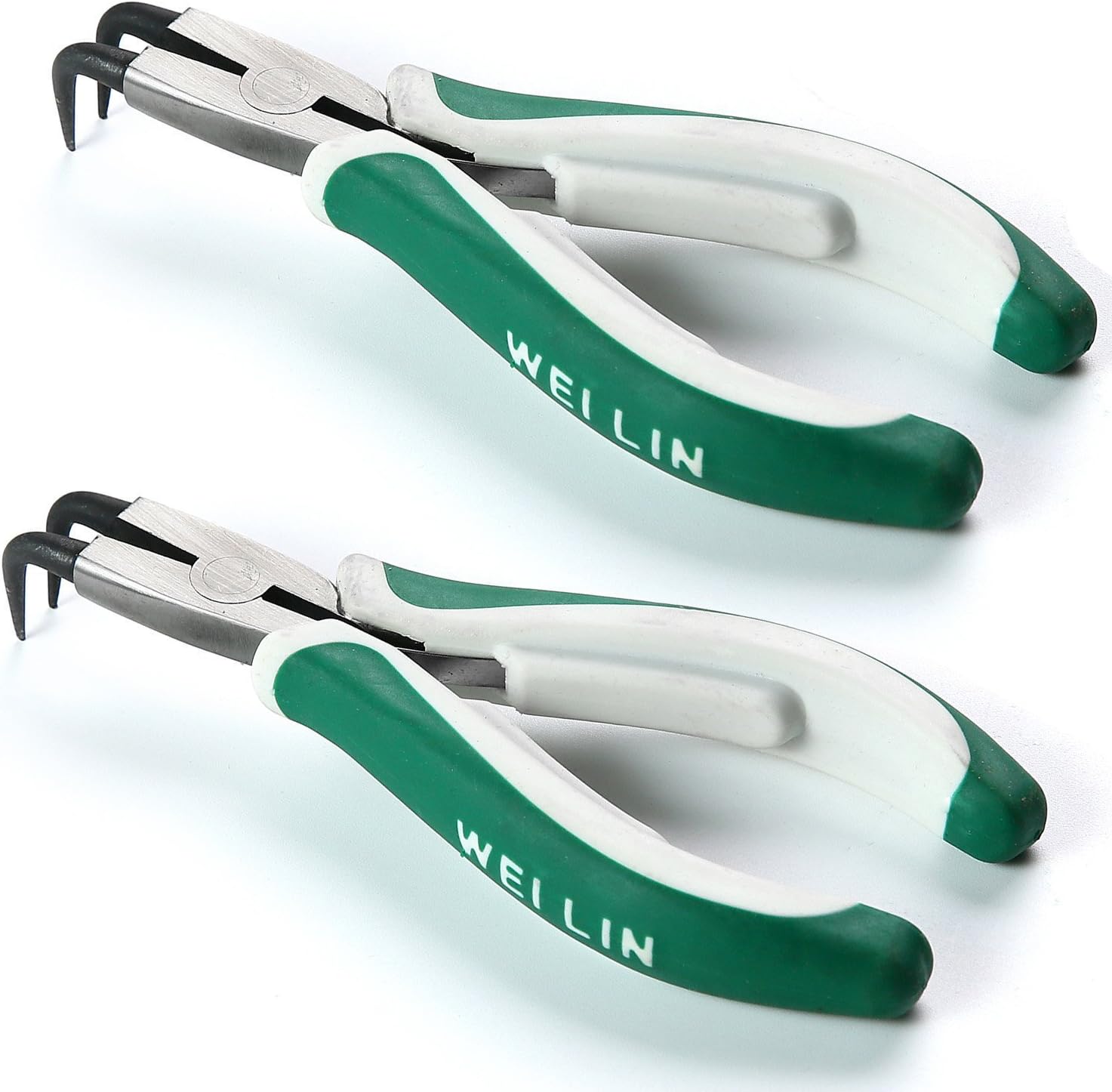 2Pcs Bent Curved Needle Long Nose Piers 90-Degree Bent Nose Pliers (External)
