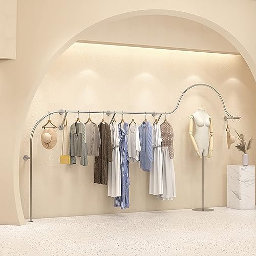 Miniatura 6 de Perchero Boutique Display rack, Tienda de ropa Muebles de exhibición montado en la pared Perchero colgante de ropa, Sistema de estantes de ropa de