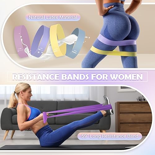 Miniatura 3 de Juego de anillos de pilates para mujer, anillo de pilates de 12 pulgadas y juego de pelota con bandas de resistencia para entrenamientos en casa,