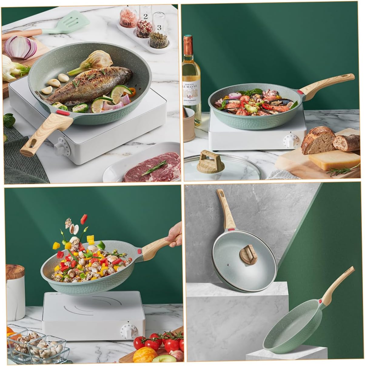 Mikinona Household Nonstick Pancake Pan Omelette Skillet for Cooking Breakfast Food and Bbq with Coating for Induction and Gas Stoves