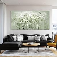 Vista 2 de MLART99 Green and White Wall Art Home Decor Wildflower Wall Decorations Canvas Prints 29"x58" Nature Decor for Office Kitchen