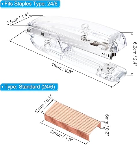 Miniatura 2 de PATIKIL Juego de grapadoras acrílicas, portátil y elegante engrapadora manual de escritorio sin esfuerzo con 2000 grapas 246 para el aula,